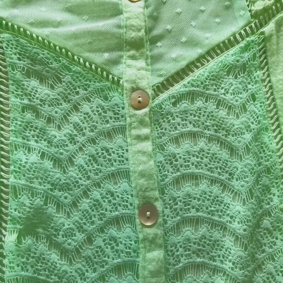 Jolt Mint Green Medium Pearl Button Lace Cardigan - Picture 5 of 6